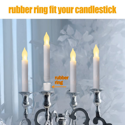 Remagr 24 Pcs Flameless LED Taper Candles for Christmas Tree, 6.5" Battery Operated Floating Candles LED Candles Handheld Flickering Flame Candlesticks with Rubber Ring for Wedding Xmas Decor