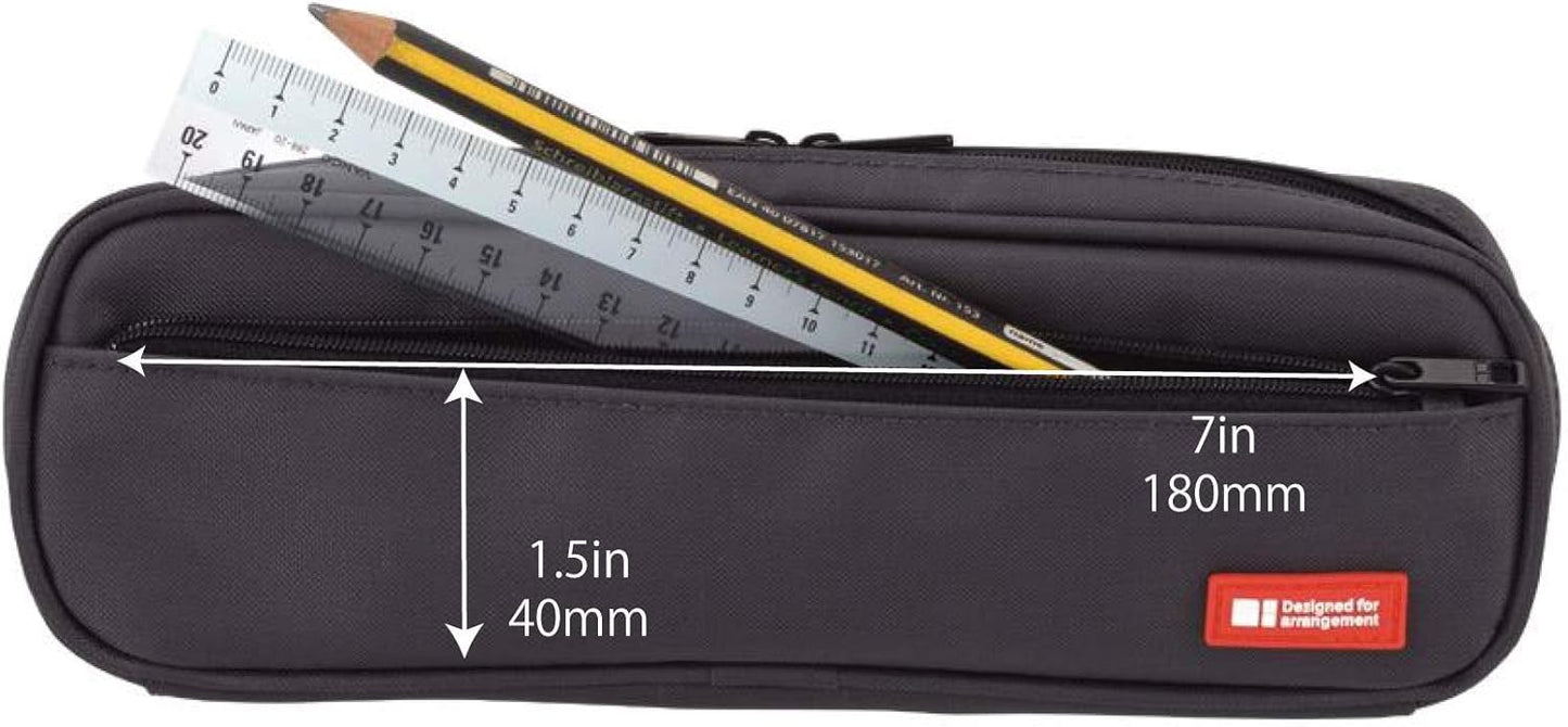 LIHIT LAB Large Capacity Zipper Long Pencil Case For School Office College, Big Capacity Pencil Bag Holder Adults Teen Boys Girls, Travel Cosmetics Storage, Black Camo (A7552-134)