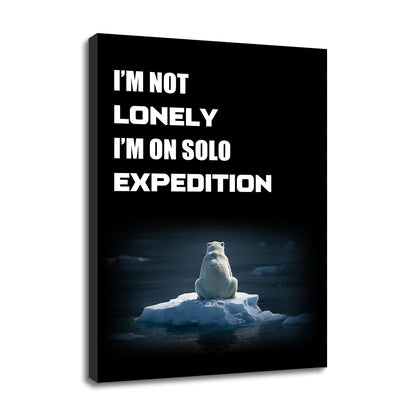 YSPCSUN Introvert Decor Wall Art Funny Solo Expedition Quote Canvas Painting Polar Bear On Iceberg Posters For Home Office Sarcastic Motivational Pictures Ready To Hang 24x18 Inch