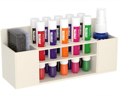 HBlife Acrylic Dry Erase Marker Holder Wall Mount, 10 Slots Whiteboard Marker Holder for Office, School and Home, Marker, Eraser and Whiteboard Cleaner Not Included, Beige