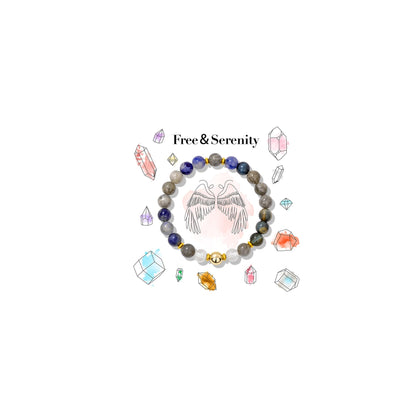 Risyfjew Natural Healing Crystal Bracelet for Women Free Serenity Bracelets Calming Jewelry Gifts Worry Stone Amethyst Tiger Eye Sodalite