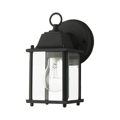 Livex Lighting 7506-14 Frontenac Traditional 1-Light Outdoor Wall Lantern with Clear Beveled Glass Shades, 8" x 4.75" x 8", Black