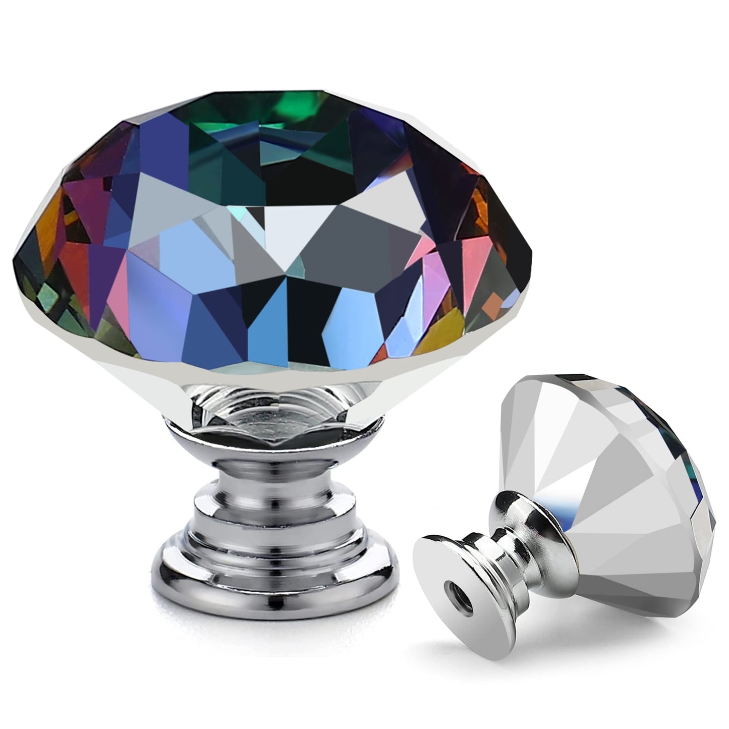 Ravinte 5 Pack Colorful Crystal Knobs for Cabinets Glass Cabinet Knobs