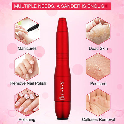 Portable Electric Nail Drill File Machine with Acrylic Nail Kit Set Professional 20000rpm Manicure Pedicure with Sanding Bands Brush for Nail Art Gel Nail Polish Tips Clippers