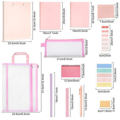 Colarr 54 Pcs Cute Notebook Stationery Set for Women, Bible Study Supplies, 6 Lined Notebooks, 36 Pens, Sticky Notes & Tabs, Bags & Folders for Work Journal Study College Office Supply(Pink)