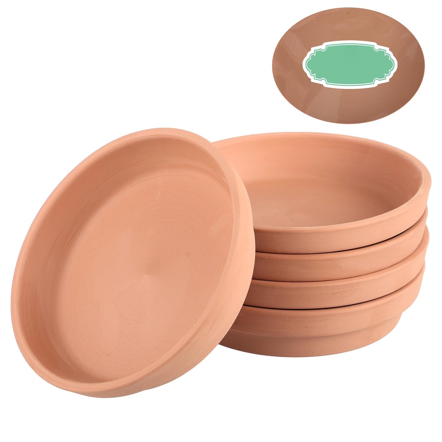 BESPORTBLE 5pcs Terracotta Plant Saucers, Ceramic Pot Saucer Trays for Indoor Outdoor Plants, Water Catcher Base for Small Clay Pots, 4. 3 Inch Brown