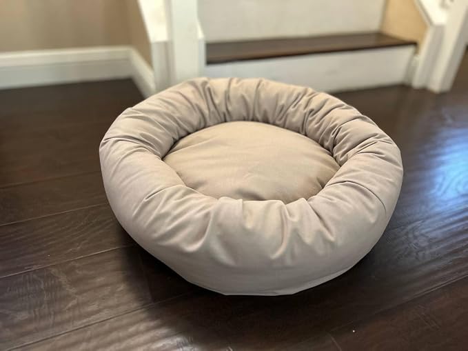 Organic Cotton Canvas Dog Bed: Removable Cover, Natural Fill - Made in USA (Gray, XX Large 50" x 8" inches)