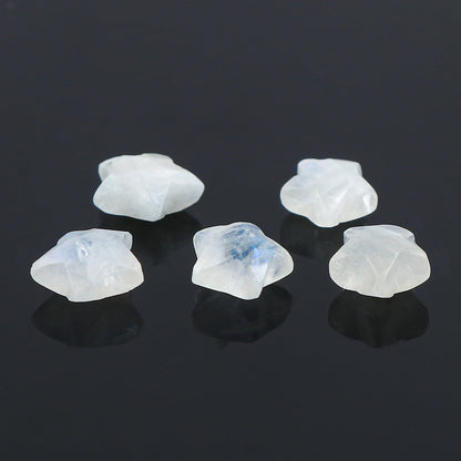 CRYSTALINES 5pcs, Wholesale Natural Rainbow Moonstone Gemstones, Bulk Star Shape Stones, Assorted Loose Supply, DIY Craft-Jewelry Making, Chakra Healing Crystals, Gem Collection, 8-10mm