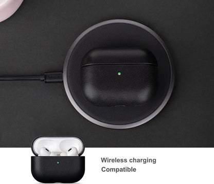 Lopie Leather Case Compatible with AirPods Pro 3rd Generation, Protective Hard Cover Fully-Wrapped with Top Grain Leather, Handmade for AirPods Pro 3 Case Cover (Not for AirPods Pro 2nd Gen) - Black
