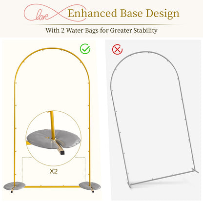 Snughome Arch Backdrop Stand, Set of 2 Metal Balloon Arch Stand (7.2FT+6FT), Gold Wedding Arch Frame for Party, Baby Shower, Holiday, Ideal for Balloon Flower