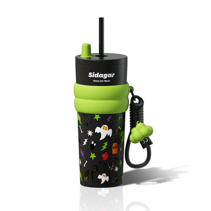 Sidagar 24 oz Tumbler with Lid and Straw, Insulated Coffee Mug Leak Proof, Portable Iced Travel Water Bottle, Reusable Thermal Coffee Cup, Gift for Women, Halloween
