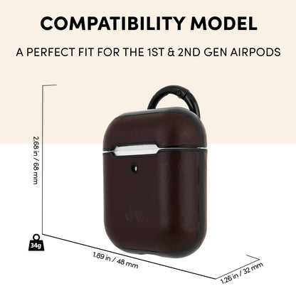 Case-Mate - Case for Airpods 1-2 - Leather - Compatible with Apple AirPods Series 1 and 2 - Black Leather