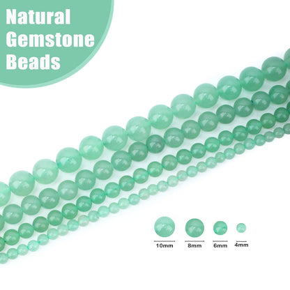 CMBYN Natural Stone Beads Round Genuine Real Stone Beading Strand Loose Gemstones DIY Smooth Bead for Bracelet Necklace Earrings Jewelry Making (Green Aventurine, 8mm 45 Pieces)