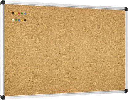 XBoard Cork Board 36 x 24, Notice Cork Bulletin Board, Corkboard with Aluminum Frame and Push Pins for Display
