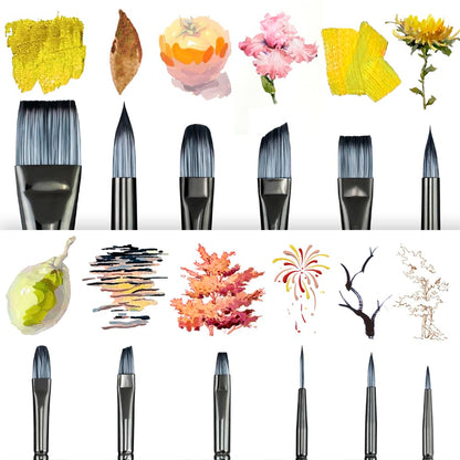 Transon Artist Paint Brush Set of 12 for Watercolor Acrylic Gouache Oil and Tempera Painting