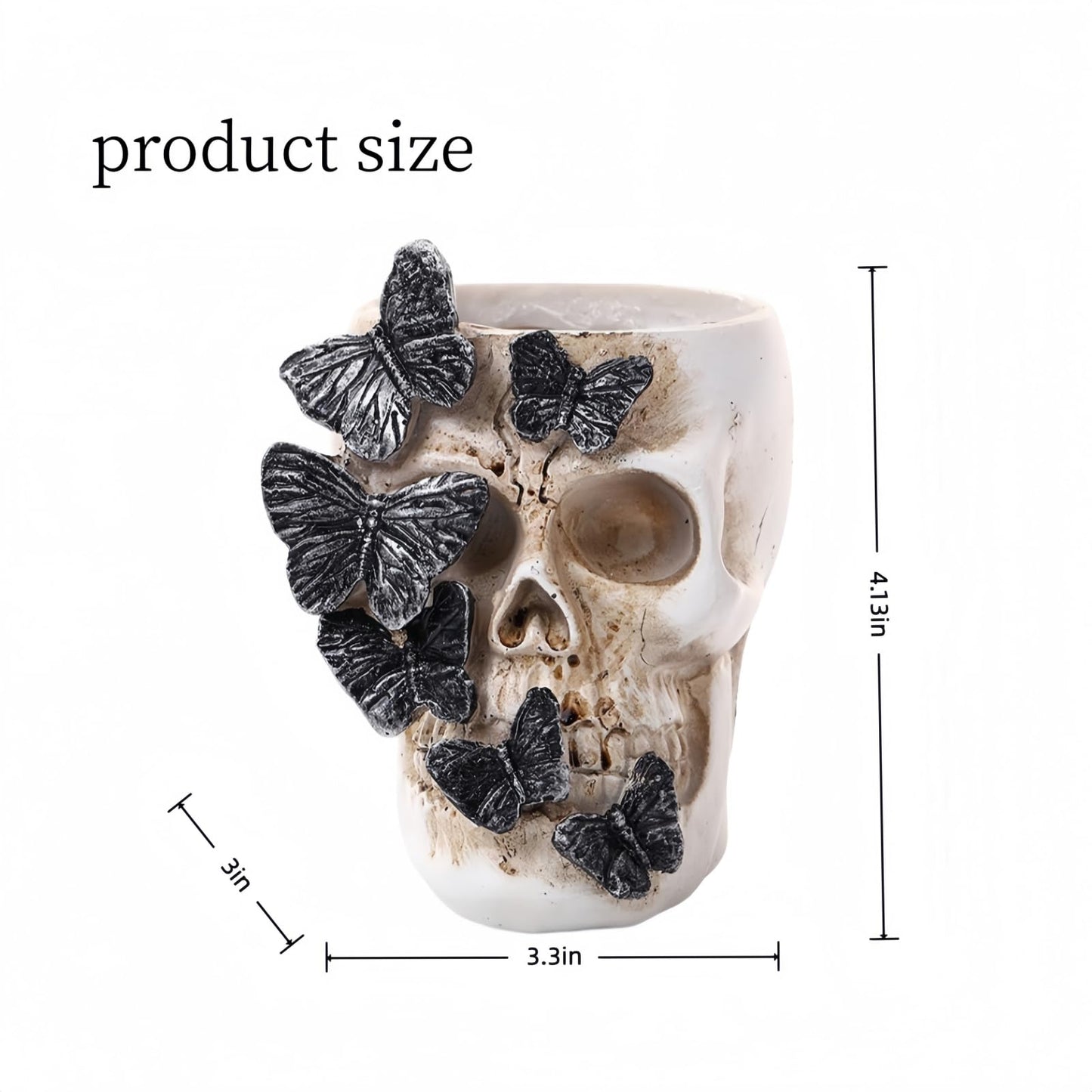 Qulfimea Gothic Skull Pen Holder, Skull Makeup Brush Holder, Dressing Table, Desk, Stationery, Decorative Flower Pot, Halloween Home Office Desk Indoor And Outdoor Decoration