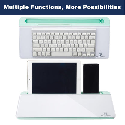 TSJ OFFICE Desktop Whiteboard Dry-Erase-Board - Computer Keyboard Stand White Board Surface Pad with Drawer, Desk Organizers with Accessories for Office, Home, School Supplies - Green