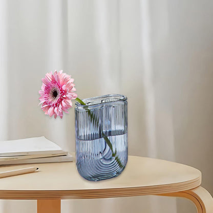 Duiaynke Glass Vase, Glass Ornament,Plant Vases Modern Terrarium Holder Display, for Dining Table Office Desktop Home Decor