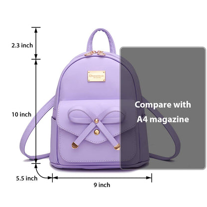 I IHAYNER Girls Bowknot Cute Leather Backpack Mini Backpack Purse for Womens Gold Pink