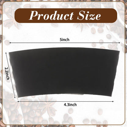 Thenshop 100 Pcs Black Coffee Sleeves Disposable Coffee Cup Sleeves Corrugated Kraft Paper Cardboard Protective Hot and Cold Insulator, Fits 12, 16, 20, 22, 24 oz Drink Beverage Cups