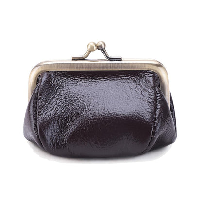 ZZHAOYI Genuine Leather Coin Purse for Women Small Kiss Lock Change Purse Clasp Coin Coin Holder Pouch Cute Wallet (Coffee)