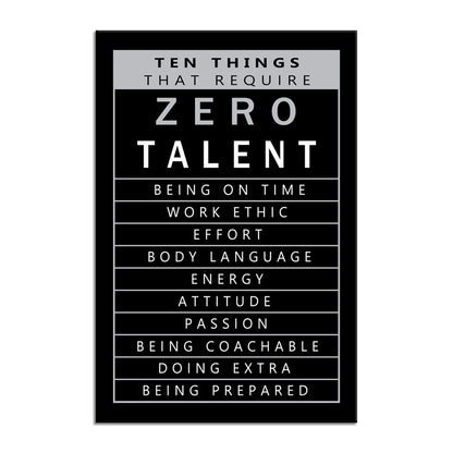 Inspirational Framed Canvas Wall Art Motivational Positive Entrepreneur Quotes Ten Things That Require Zero Talent Modern Home Office Decoration Artwork Paintings Stretch Ready to Hang[12" W X 18" H]