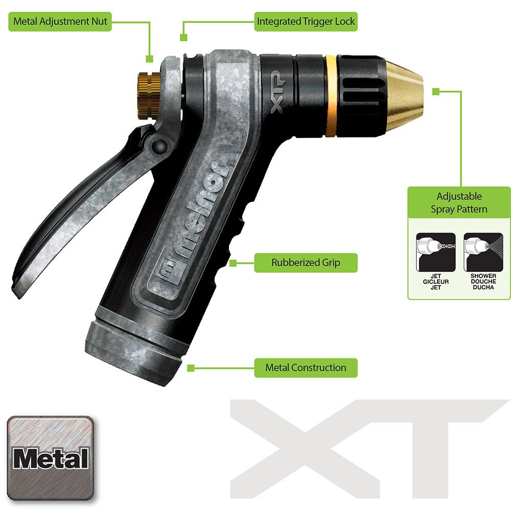 Melnor 65019-AMZ XT Metal Nozzle with QuickConnect Product Adapter Set, Adjustable Tip, Heavyweight Rear Trigger
