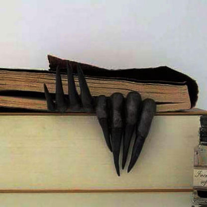 visdron Scary Ghost Hands Bookshelf Room Decor, Halloween Indoor Decorations for Bookshelf, Gothic Demon Claws Bookmarks Decorations Halloween Room Decor, Black