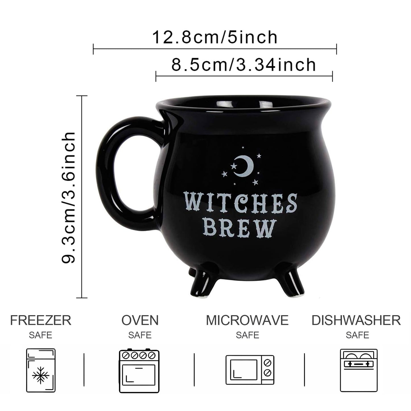 RAISLY Witch Brew Cauldron Coffee Mug 300ml/10oz Ceramic Beverage Mugs, Adorable Sorceress’s Potion Themed Water Cups, All-Season Drinkware, Ideal for Halloween Birthday and Party Presents