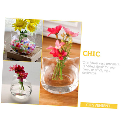 PRETYZOOM 2pcs Cat Shaped Glass Vase Hydroponic Plant Holder for Home Decor Cute Pink Cat Design Terrarium Container
