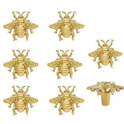BAOTXHBR 8 pcs Bee Shape Cabinet Knob,Golden Cupboard Handles for Dresser Drawer Wardrobe Bathroom Furniture Door Decorative Pulls,with Screw (Golden)