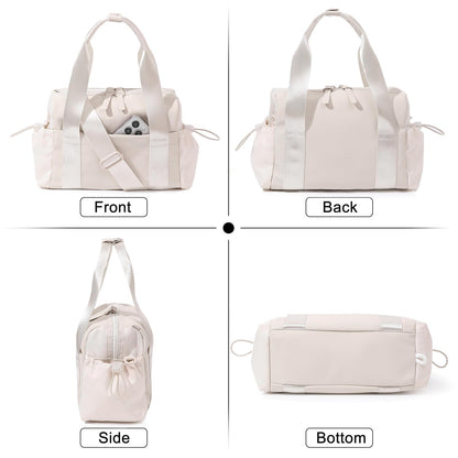 Bucosd Small Gym Bag for Women, Mini Crossbody Gym Duffle Bag with Wet Compartment, Carry on Gym Tote Bag for Workout Dance Sport Travel (Mini-Beige)