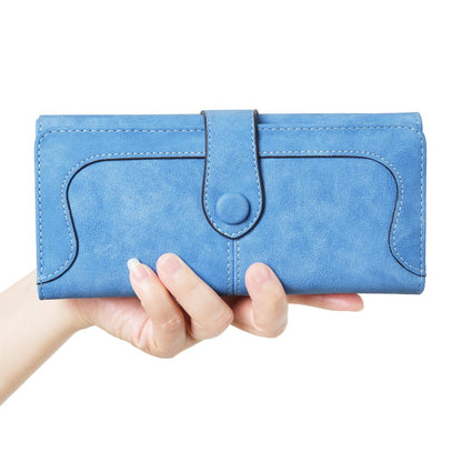 Cynure Women's Vegan Leather 17 Card Slots Card Holder Long Big Bifold Wallet,Light Blue