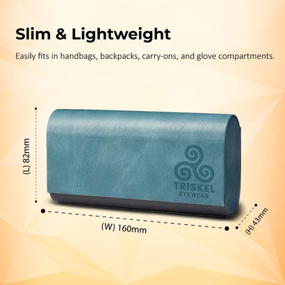 TRISKEL EYEWEAR 2-Frame Sunglasses Case – Premium PU Leather Protective Case for Men & Women, Travel Storage for Two Glasses (Charcoal Grey & Teal Grey)