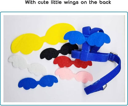 Adjustable Bird Harness with Elastic Leash, Pet Parrot Harness and Leash, Adjustable Training Design Anti-Bite, Bird Nylon Rope with Cute Wing for Conure (Light Blue,M)
