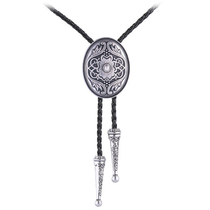 GelConnie Silver Bolo Tie for Men Women Mens Bolo Ties Western Wedding Vintage Style American Bolo Tie 3D Flower Design