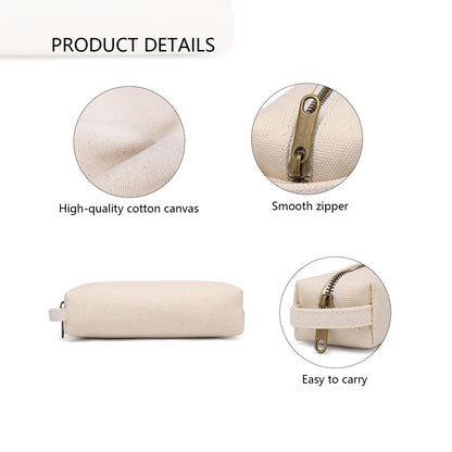 YONBEN Pencil Case Soft Cotton Canvas Pencil Pouch Bag for Easy Carry Stylish and Durable for Pens and Pencils (Beige)