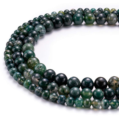 BEADIA Natural Moss Agate Stone Round Loose Semi Gemstone Beads for Jewelry Making 10MM 38PCS