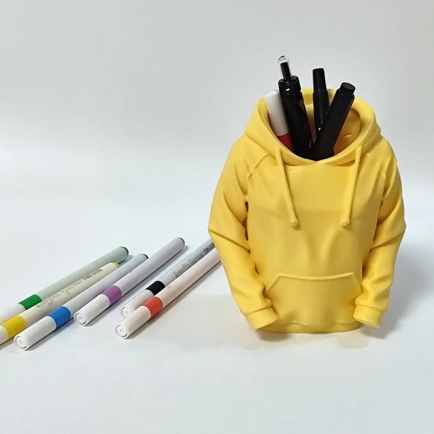 TIME&TRAVE Unique Sweatshirt Pen Holder for Desk, 3D Printed Creative Pencil Holder Desk Organizers, Office Supplies Decorations Idea Gift for Men Women Kids(Yellow)