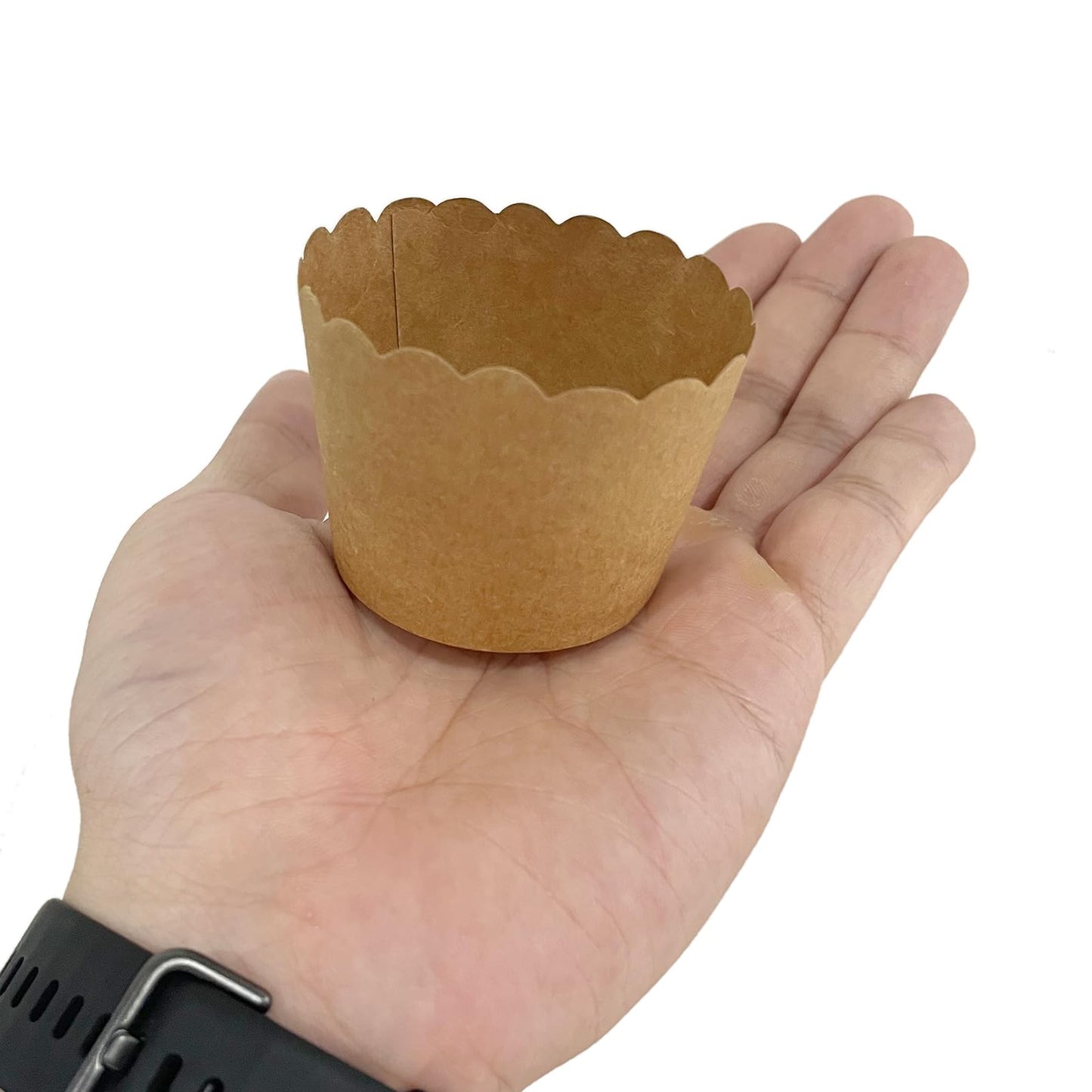 HARFINGTON 50Pcs Paper Baking Cups Small Brown Kraft Paper Muffins Liner Cupcake Greaseproof Disposable Bulk Wrappers for Wedding Birthday Graduation