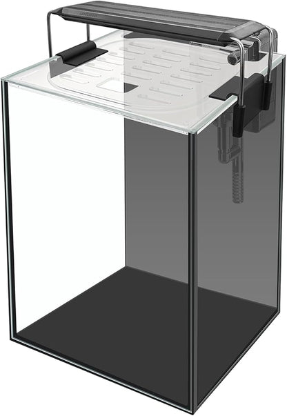 Glass Aquarium Starter Kits 1.5 Gallon Small Fish Tank, Betta Fish Tank for Home Office Deco, with LED Light, Power Filter, 4mm Glass, Black