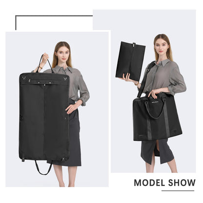 3Pcs Garment Duffle Bags for Travel Convertible Carry on Garment Bag for Women Men Travel Duffle Bag Includes Shoe Pouch & Hanging Suit Bag for Clothes/Dresses, Black