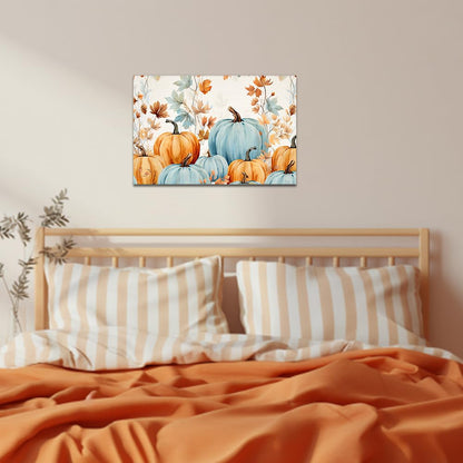 QIXIANG Fall Harvest Wall Art Autumn Pumpkin Fall Leaf Canvas Prints Halloween Pictures Wall Decor Living Room Decor Frame (Pumpkin B, 12.00" x 18.00")