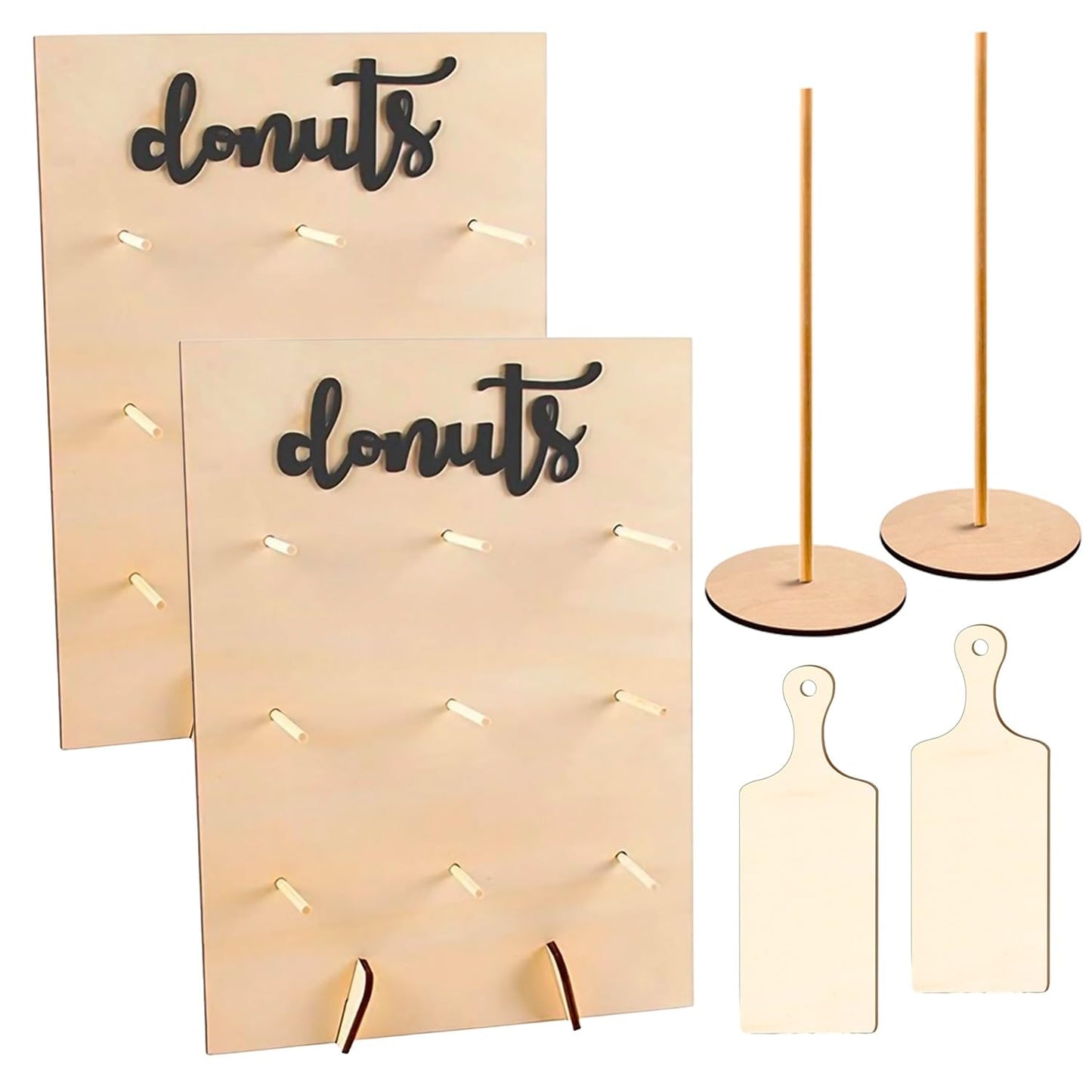 6 Pack Donut Stand Set with 2 Donut Walls, 2 Holders and 2 Boards