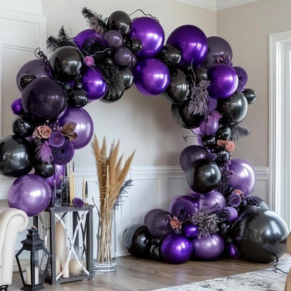 Purple and Black Balloons Dark Purple Balloon Garland Arch Lavender Lilac Kit For Wednesday Birthday Halloween Vampire Retirement Graduation Prom Party Decoration