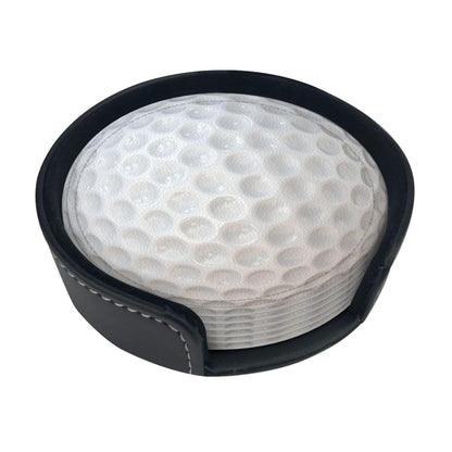 sunwarshile Coasters for Drinks with Holder Round Leather Coasters Set of 6 Cups Mugs Mat Pad for Home Kitchen Bar Light White