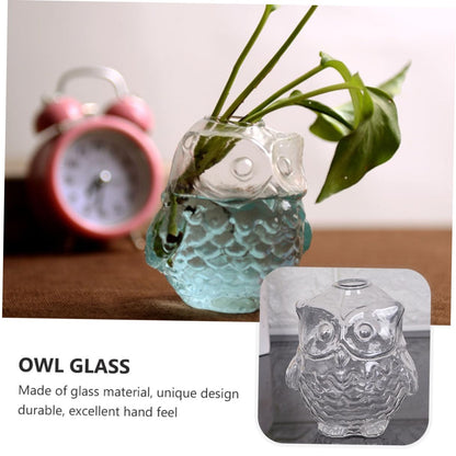 Alasum Owl Shaped Hydroponic Glass Vase 2pcs 9x7.5x8.5cm Table Glass Flower Vase for Home Office Decorative Plant Terrarium