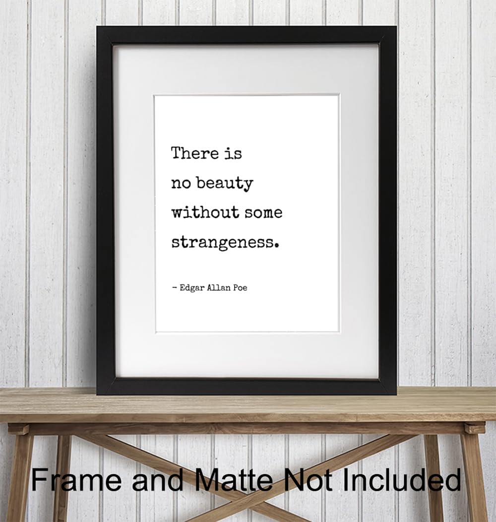Edgar Allan Poe Wall Art LARGE 11x14 - Goth Room Decor Poster Sign - Bedroom Office Living room decoration - Unique Gift - Funny Sayings for Wall Decor - Inspirational Quotes Home print UNFRAMED