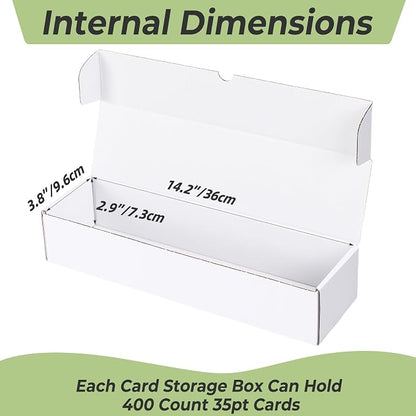 PHAREGE 10 Pack Trading Card Storage Boxes All White for 4000 PC 35pt Cards | 40 Dividers, Sport Card Storage, Card Shipping, Flat Bottom, Shape Well, Easy Fold, Easy Open, DIY Cardboard, Self-locking