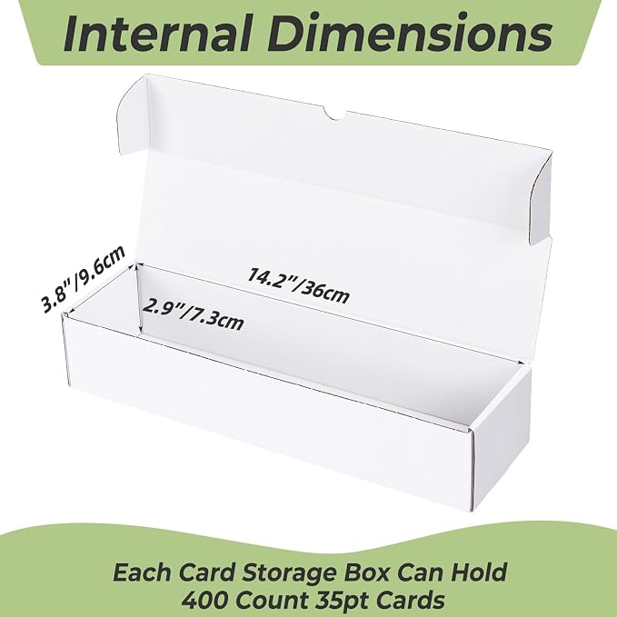 PHAREGE 15 Pack Trading Card Storage Boxes All White for 6000 PC 35pt Cards | 60 Dividers, Sport Card Storage, Card Shipping, Flat Bottom, Shape Well, Easy Fold, Easy Open, DIY Cardboard, Self-locking